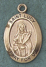 St Lucy 14kt Gold Oval Medal 3/4 In.