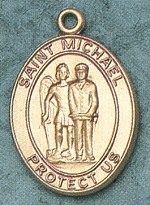 St. Michael/Police 14kt Oval Medal 1 In.