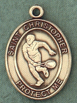 St. Christopher/Tennis 14kt Gold Medal