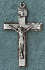 Bordered Sterling Crucifix 1.5 In.