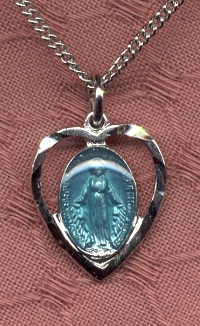 Miraculous Medal in Heart Enameled Sterling