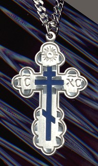 St. Olga Enameled Sterling Cross 1 1/4 Inch