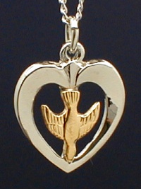 Holy Spirit Heart Sterling Necklace