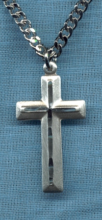 Engraved Plain Cross Necklace Sterling