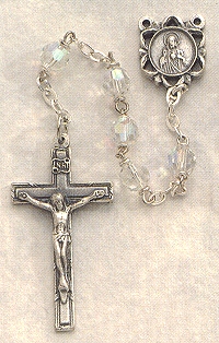 Crystal Rosary w/Pewter 6mm