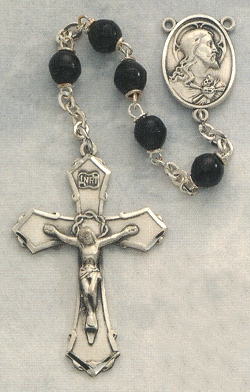 Black Cocoa Bead Rosary w/ Sterling Silver