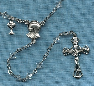 Handmade Rosary - First Communion Rhodium Finish