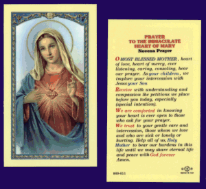 Prayer To The Immaculate Heart Of Mary: Holy Card