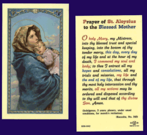 St. Aloysius' Prayer To The Blessed Mother: Holy C