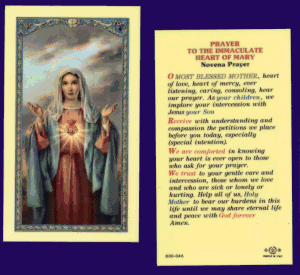 Immaculate Heart Of Mary: Holy Card
