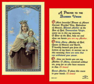 Prayer To The Blessed Virgin: Holy Card