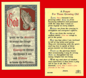 Prayer For Those Growing Old: Holy Card