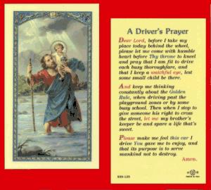 Driver's Prayer: Holy Card