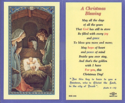 Christmas Blessing Holy Card