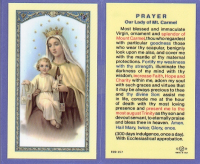 Mt. Carmel Holy Card