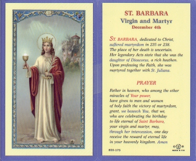 St Barbara Holy Card