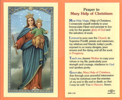 Help Of Christians Holy Card