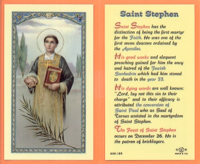 St Stephen Holy Card