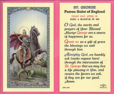 St George Holy Card