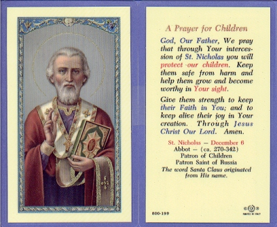 St Nicholas Holy Card