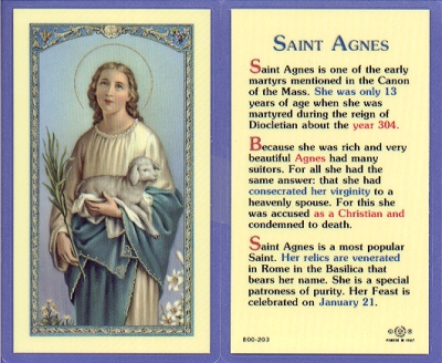 St Agnes Holy Card
