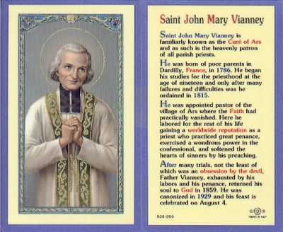 St John Vianney Holy Card