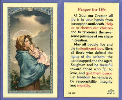 Prayer For Life Holy Card