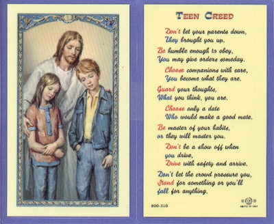 Teen Creed Holy Card