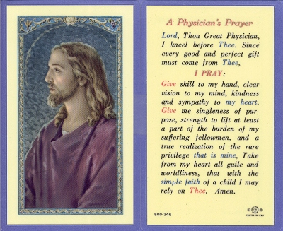 Physician's Prayer Holy Card