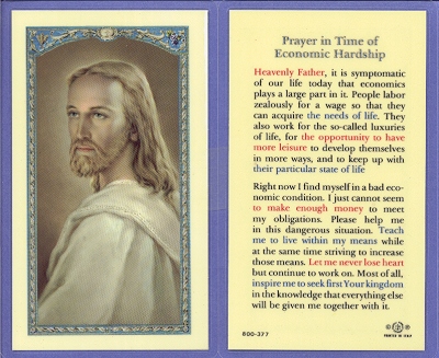 Economic Hardship Holy Card