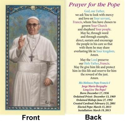 Pope Francis, Prayer for the Pope Laminated Holy Card. 25-pack, # 61758