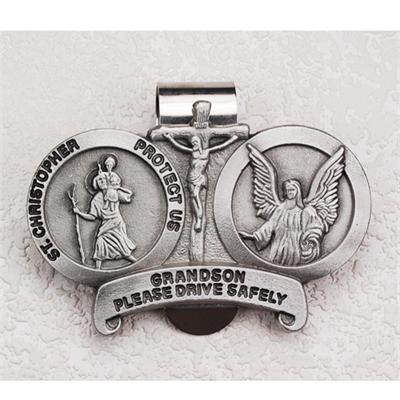 visor grandson clip angel guardian christopher st medal pendant clips