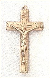 1 In. Crucifix Engraved Gold on Sterling